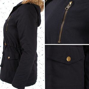 Zenana Hooded Faux Fur Jacket with Pockets